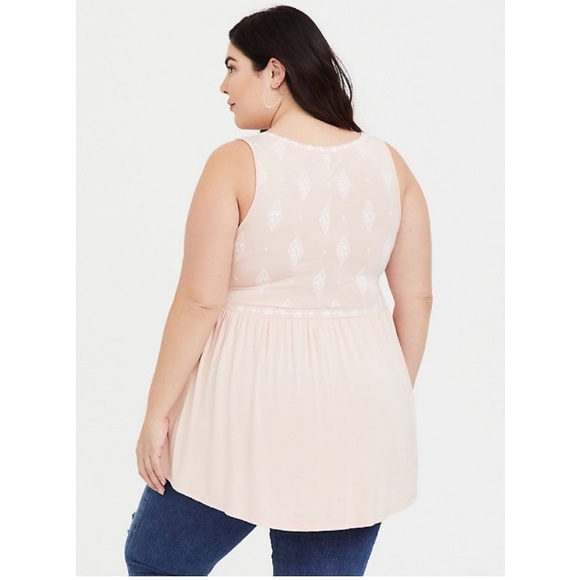 Torrid Blush Pink Embroidered Babydoll Tank - Picture 3 of 11